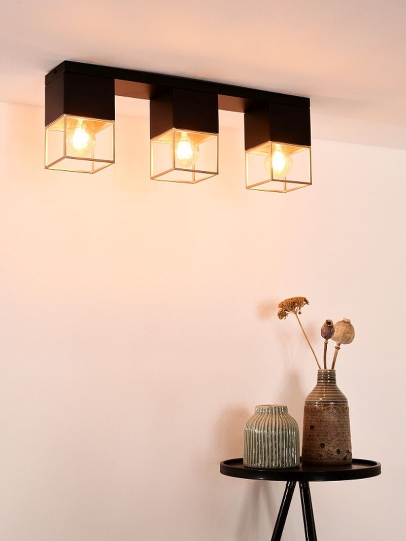 Lucide RIXT - Zapustené stropné svietidlo - 3xE27 - Čierne